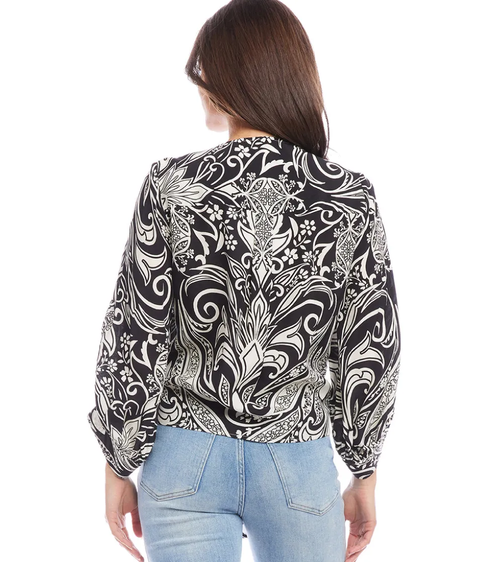 Petite Blouson Sleeve Tie-Front Top