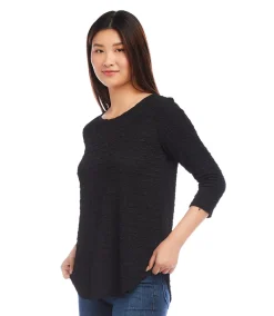 Petite Size 3/4 Sleeve Shirttail Top