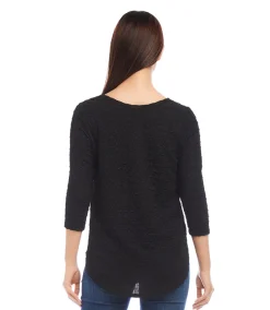 Petite Size 3/4 Sleeve Shirttail Top