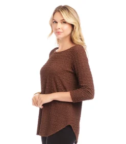 Petite Size 3/4 Sleeve Shirttail Top