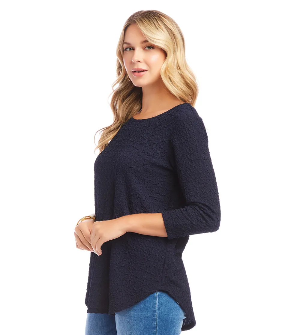 Petite Size 3/4 Sleeve Shirttail Top