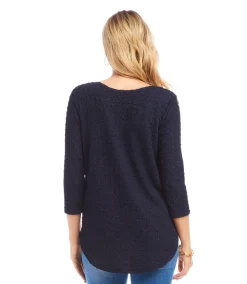 Petite Size 3/4 Sleeve Shirttail Top