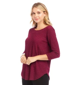 Petite Size 3/4 Sleeve Shirttail Top