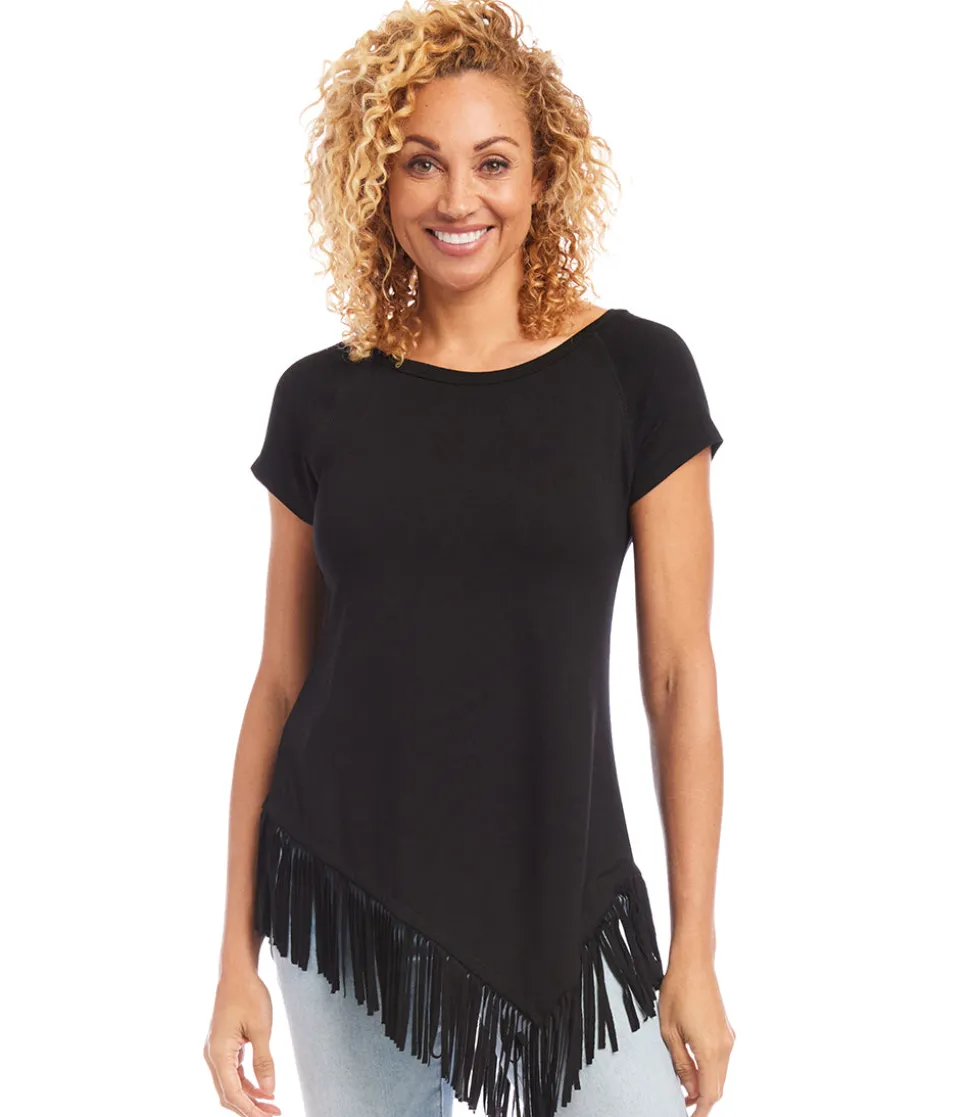 Petite Size Angled Fringe Top