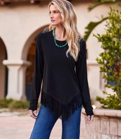 Petite Size Asymmetric Fringe Top