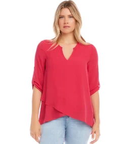 Petite Size Asymmetric Hem Wrap Top