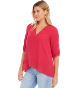 Petite Size Asymmetric Hem Wrap Top