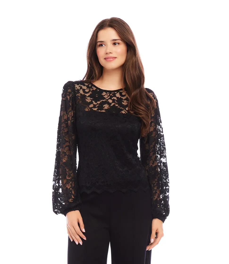 Petite Size Blouson Sleeve Lace Top