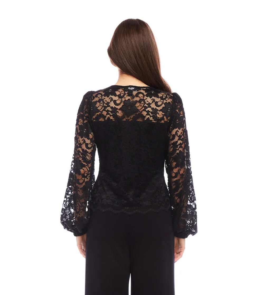 Petite Size Blouson Sleeve Lace Top