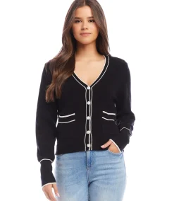 Petite Size Contrast Trim Cardigan