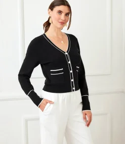 Petite Size Contrast Trim Cardigan