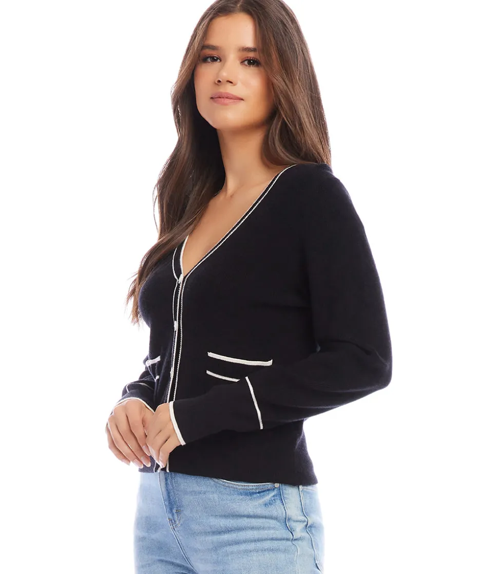 Petite Size Contrast Trim Cardigan