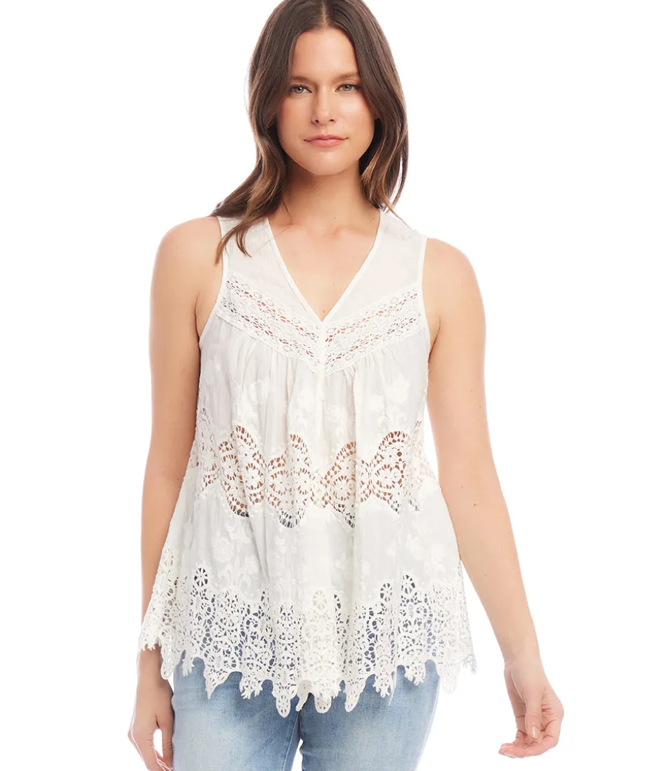 Petite Size Embroidered Lace Top