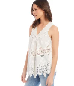 Petite Size Embroidered Lace Top