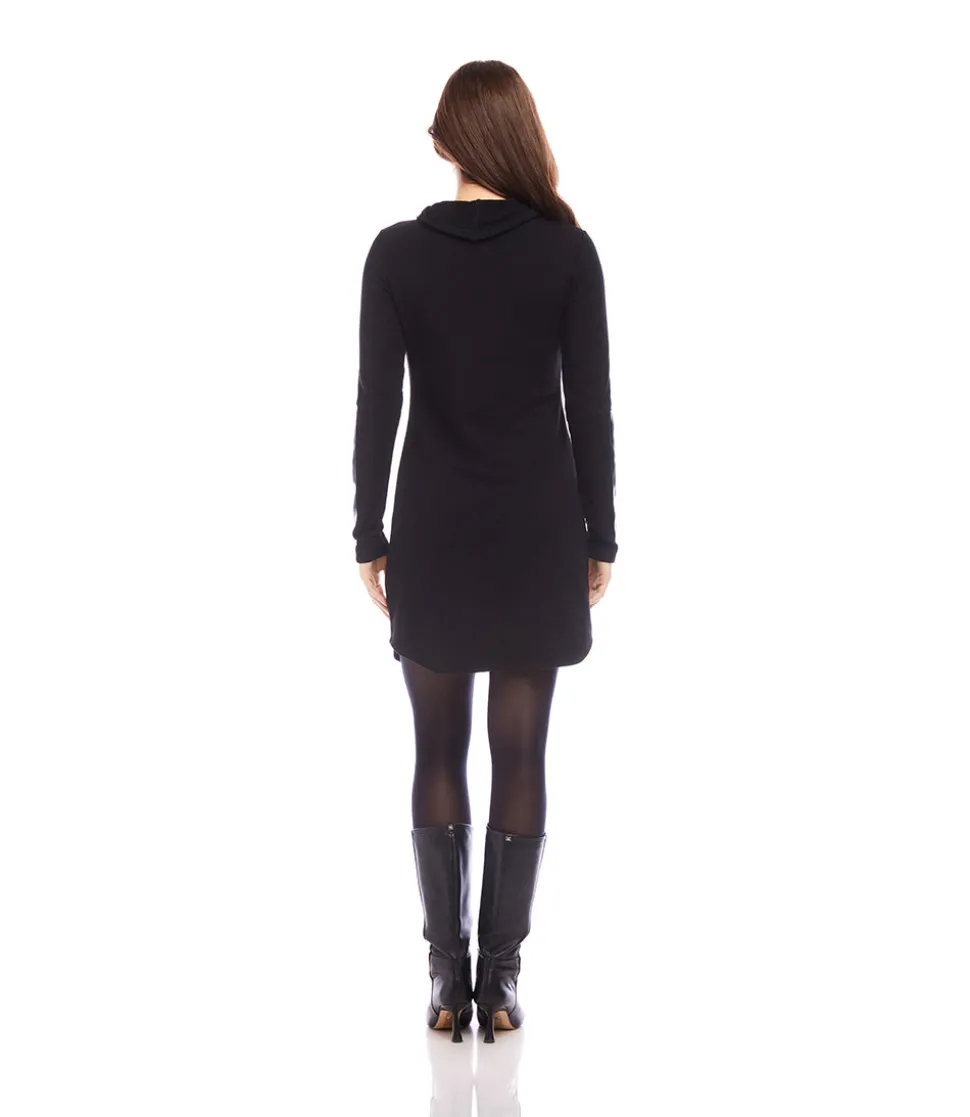 Petite Size Faux Leather Patch Dress