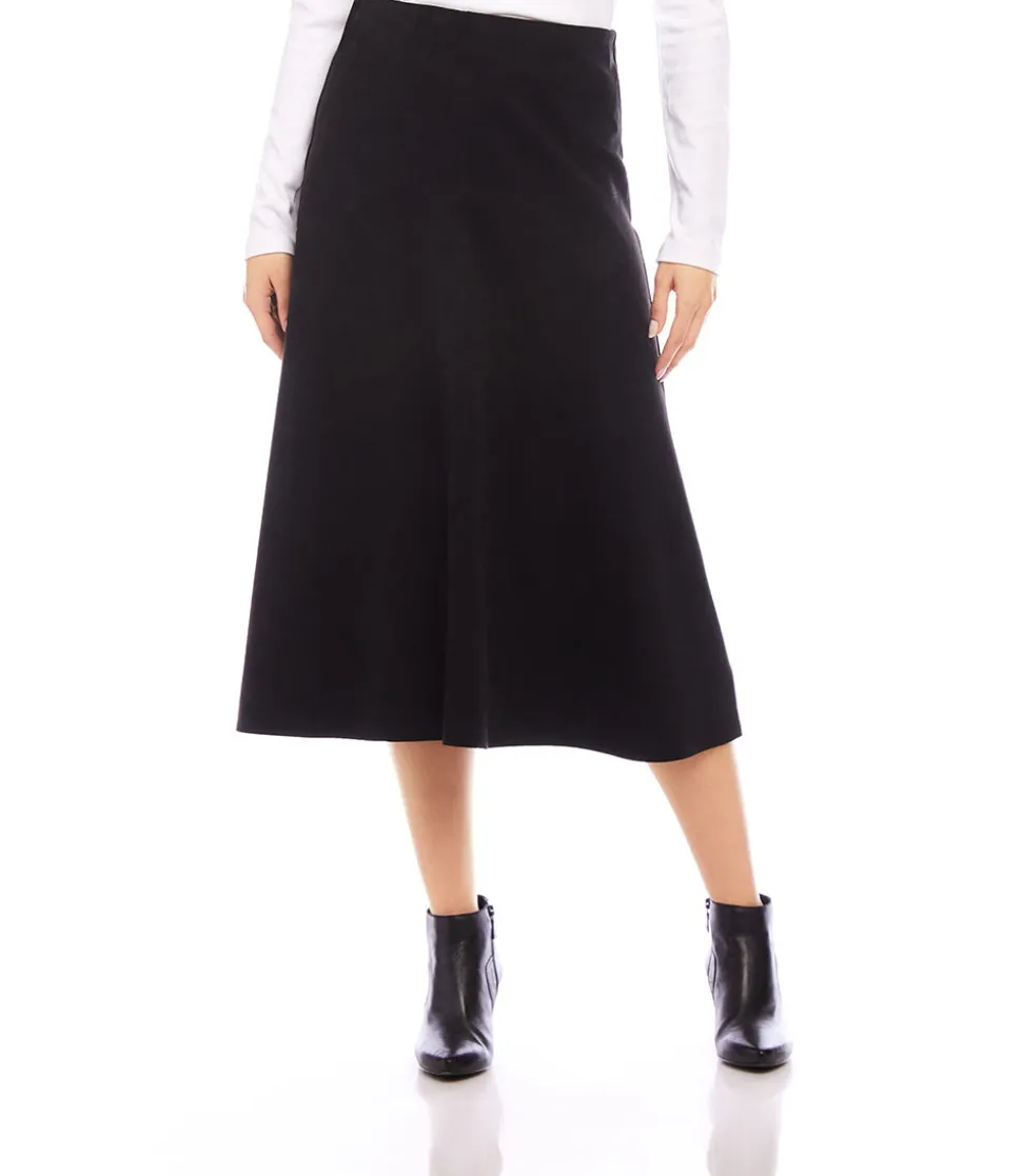 Petite Size Faux Suede Midi Skirt