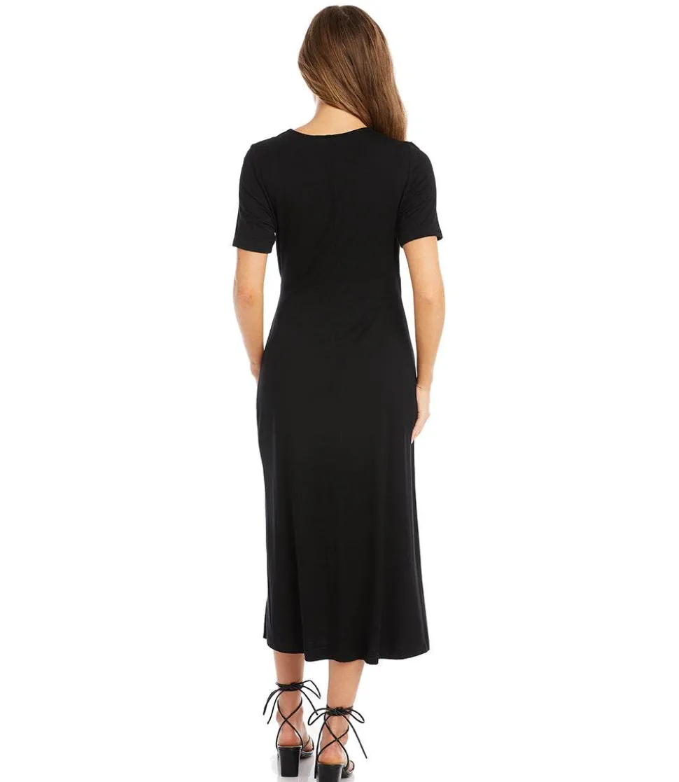 Petite Size Faux Wrap Midi Dress