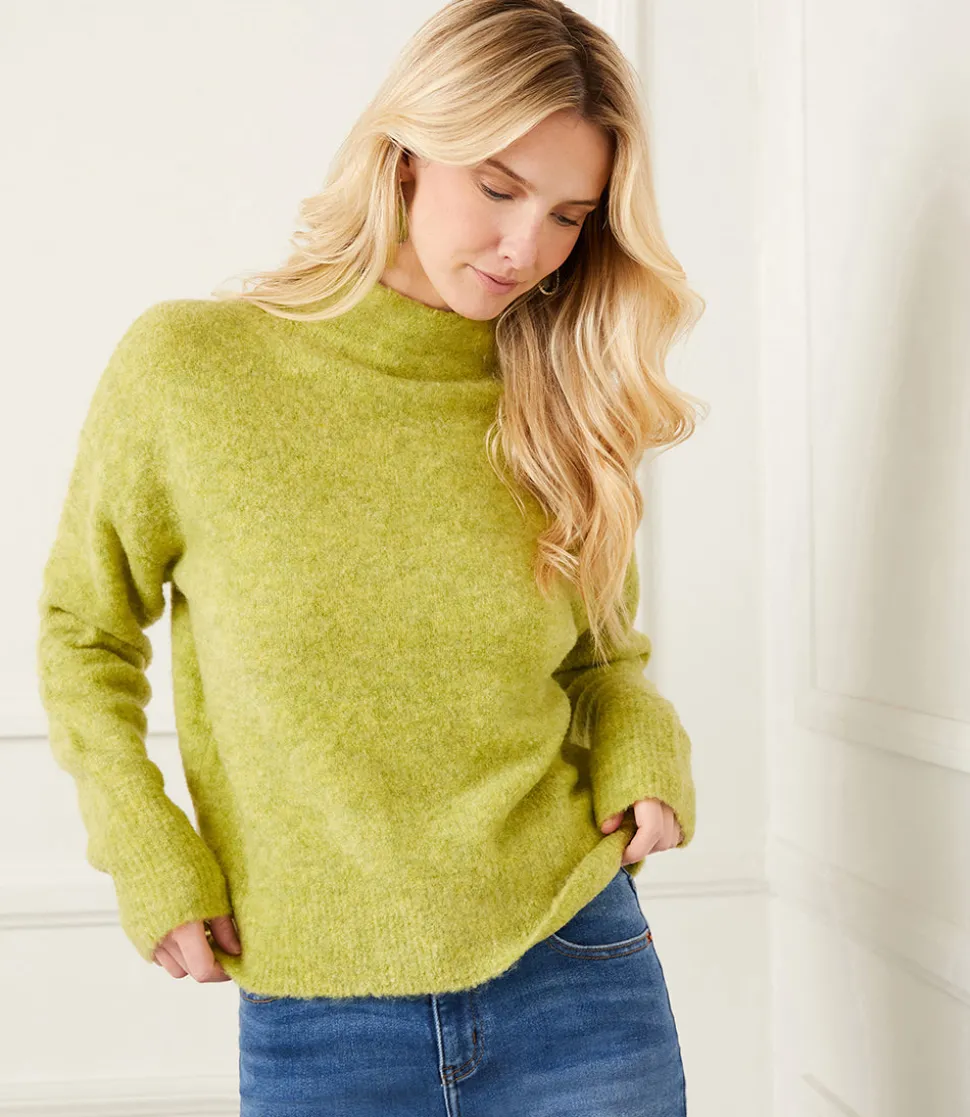 Petite Size Mock Neck Boucle Sweater