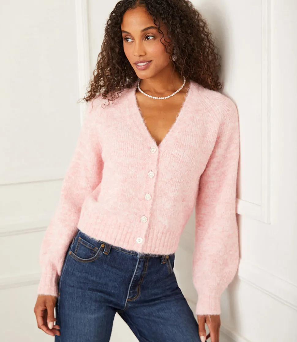 Petite Size Pearl Button Cardigan Sweater