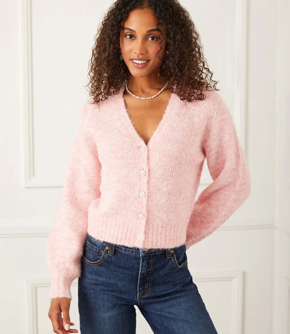 Petite Size Pearl Button Cardigan Sweater