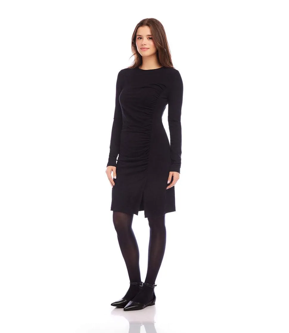 Petite Size Shirred Long Sleeve Dress