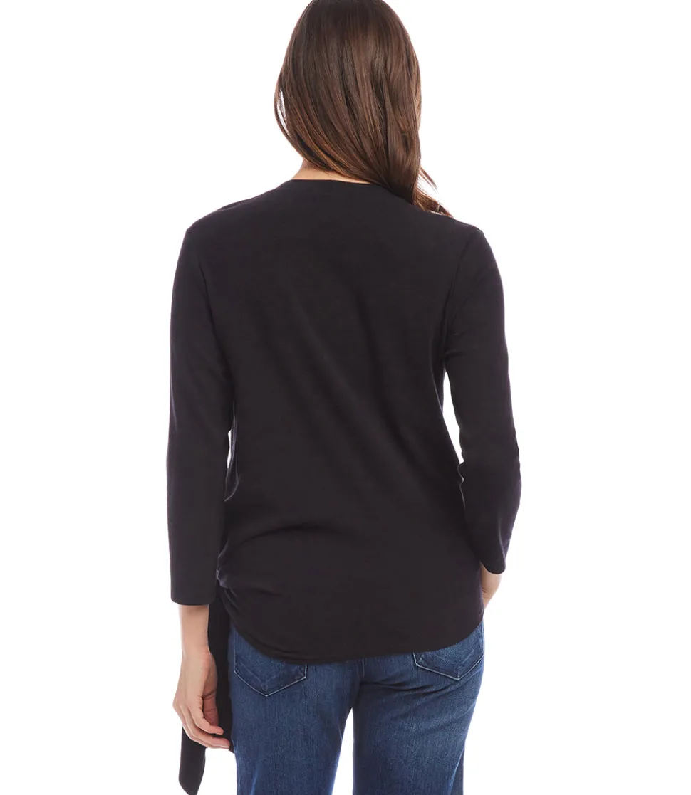 Petite Size Three Quarter Sleeve Side-Tie Top