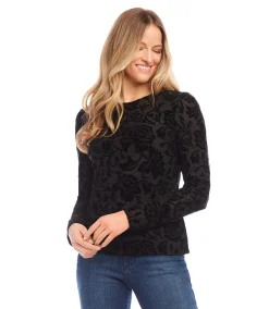 Petite Size Velvet Burnout Top