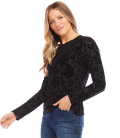 Petite Size Velvet Burnout Top