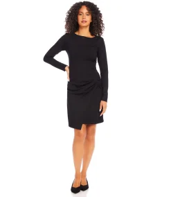 Pleated Faux Wrap Dress