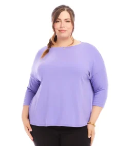 Plus Size 3/4 Sleeve Boatneck Top