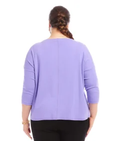 Plus Size 3/4 Sleeve Boatneck Top