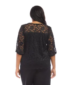 Plus Size 3/4 Sleeve Lace Top