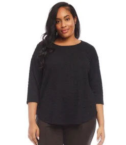 Plus Size 3/4 Sleeve Shirttail Top
