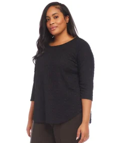 Plus Size 3/4 Sleeve Shirttail Top