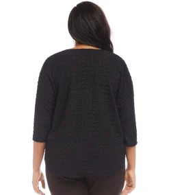 Plus Size 3/4 Sleeve Shirttail Top