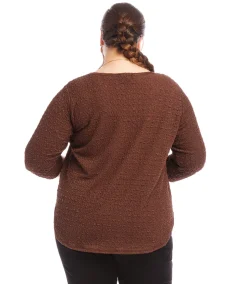 Plus Size 3/4 Sleeve Shirttail Top