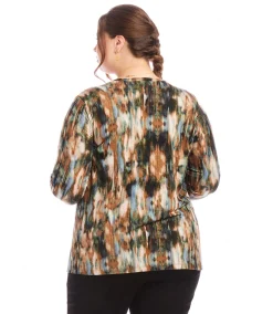 Plus Size 3/4 Sleeve Side Slit Top