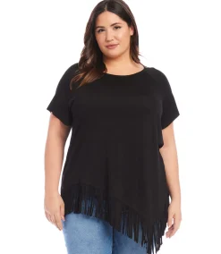 Plus Size Angled Fringe Top