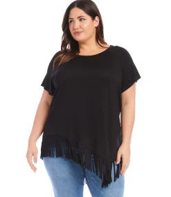 Plus Size Angled Fringe Top