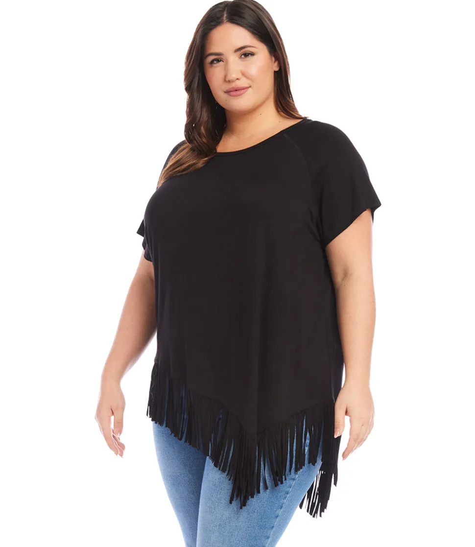 Plus Size Angled Fringe Top