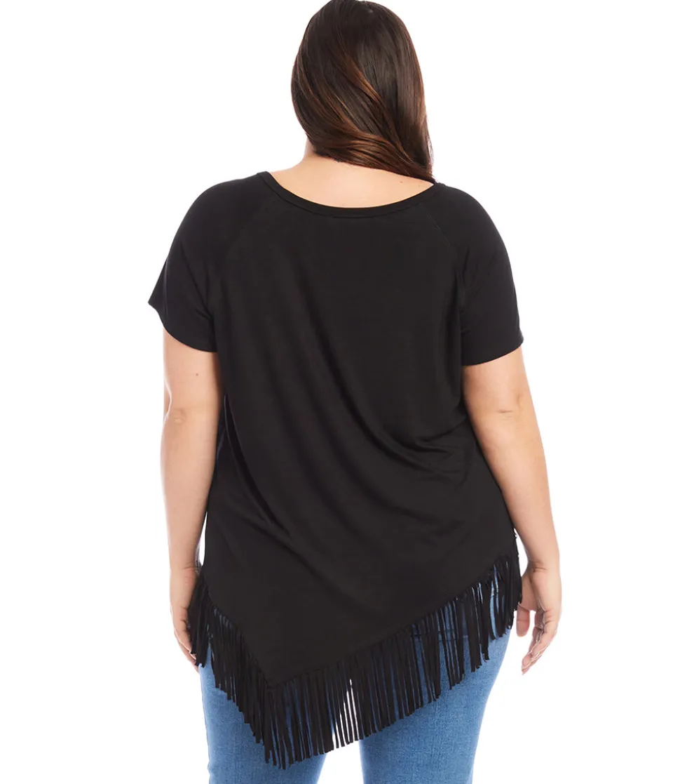 Plus Size Angled Fringe Top