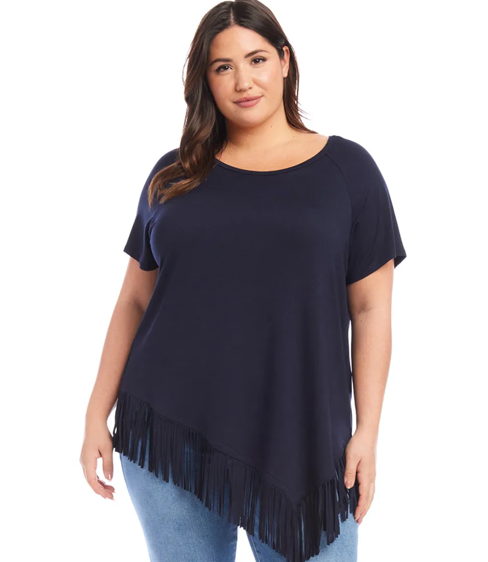 Plus Size Angled Fringe Top