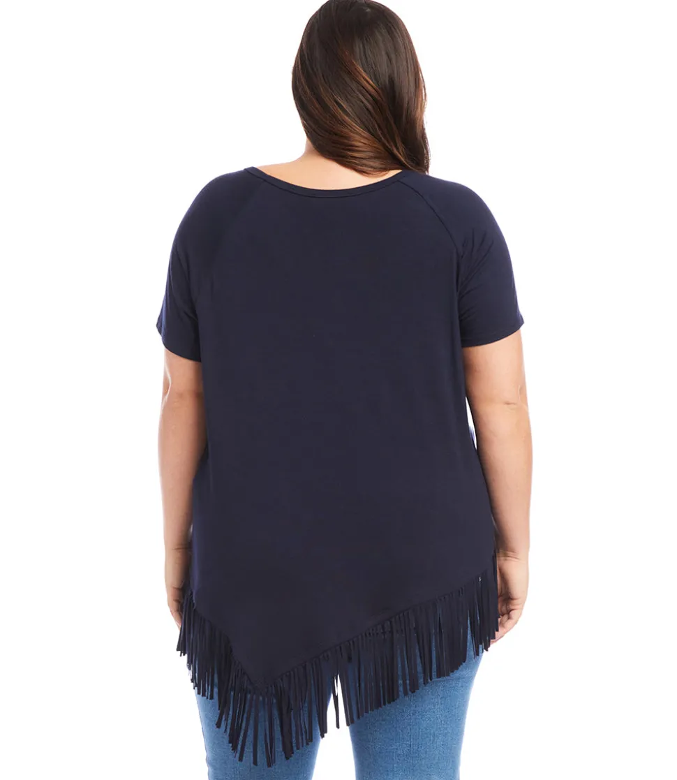 Plus Size Angled Fringe Top