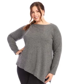 Plus Size Asymmetric Boatneck Top