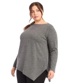 Plus Size Asymmetric Boatneck Top