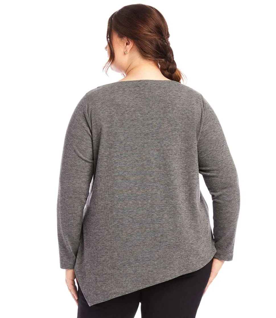 Plus Size Asymmetric Boatneck Top