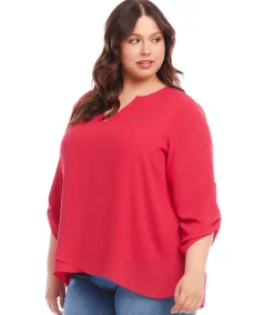 Plus Size Asymmetric Hem Wrap Top
