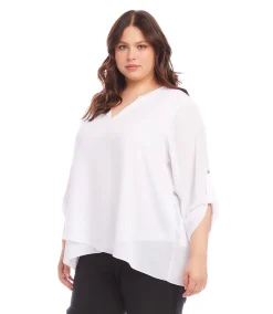 Plus Size Asymmetric Hem Wrap Top