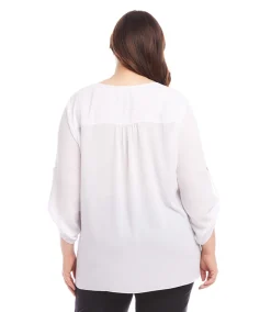 Plus Size Asymmetric Hem Wrap Top