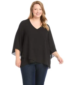 Plus Size Bracelet Sleeve Asymmetric Top